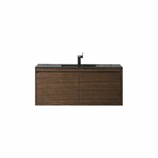 James Martin Vanities 47.3'' Single Vanity, Mid-Century Walnut w/ Charcoal Black Composite Stone Top 805-V47.3-WLT-CH